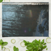 Sunrise Through Icicles Winter Natuur Fotografie Theedoek (Gevouwen)