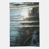 Sunrise Through Icicles Winter Natuur Fotografie Theedoek (Verticaal)