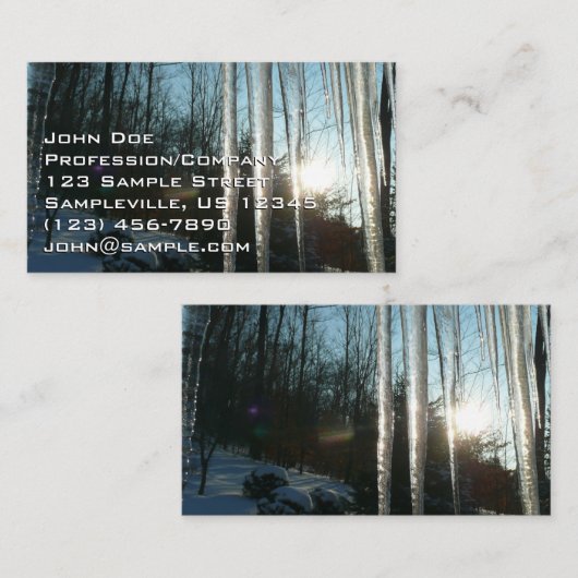 Sunrise Through Icicles Winter Natuur Fotografie Visitekaartje (Voorkant / Achterkant)