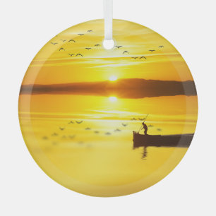 Sunrise Traditionele visser boot Glas Ornament