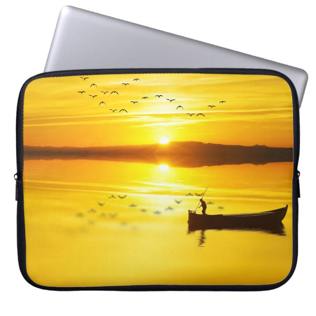 Sunrise Traditionele visser boot Laptop Sleeve (Voorkant)