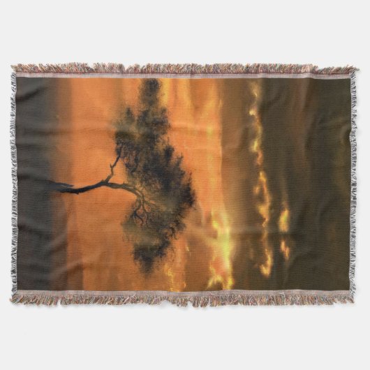 Sunrise Tree Sunbeams Gooi Deken (Voorkant)