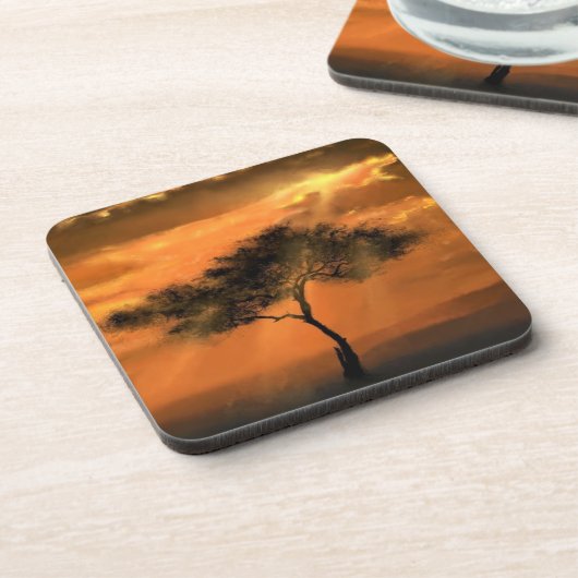 Sunrise Tree Sunbeams Onderzetter - Schilderen (Linkerzijde)