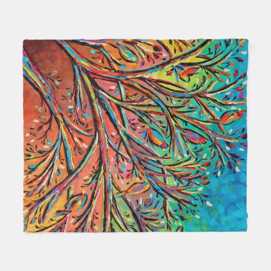 Sunrise Treetop Birds II Fleece Deken (Voorkant (Horizontaal))