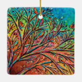 Sunrise Treetop Birds II Keramisch Ornament (Achterkant)