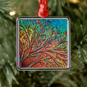 Sunrise Treetop Birds II Metalen Ornament