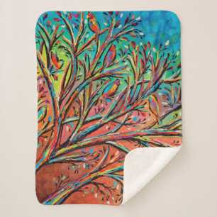 Sunrise Treetop Birds II Sherpa Deken