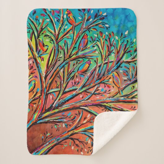 Sunrise Treetop Birds II Sherpa Deken (Voorkant)