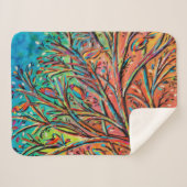 Sunrise Treetop Birds II Sherpa Deken (Voorkant (horizontaal))