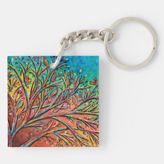 Sunrise Treetop Birds II Sleutelhanger (Achterkant)
