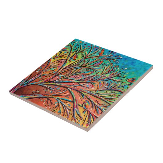 Sunrise Treetop Birds II Tegeltje (Zijkant)