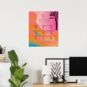 Sunrise Tropical Beach Wedding Ombre Pink Poster (Thuiskantoor)