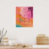 Sunrise Tropical Beach Wedding Ombre Pink Poster (Keuken)