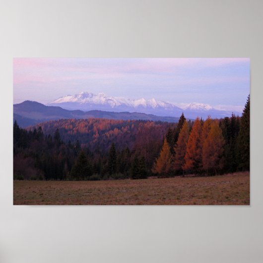 Sunrise uitzicht op Tatra van Beskid Sadecki Poste Poster (Voorkant)