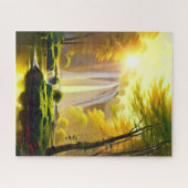 Sunrise Waterfall Trees River. Prachtig landschap Legpuzzel (Horizontaal)