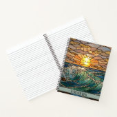 Sunrise Waves Glas in lood Illusie Gepersonaliseer Notitieboek (Binnen)