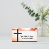 Sunrise White Black Cross Church Pastor Visitekaartje (Staand voorkant)