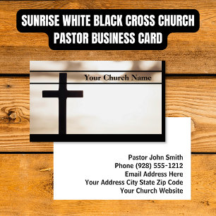 Sunrise White Black Cross Church Pastor Visitekaartje