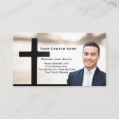 Sunrise White Black Cross Pastor Photo Visitekaartje (Voorkant)