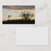 Sunrise Windmill Tree-lined Boerderij Silhouette Visitekaartje (Voorkant / Achterkant)