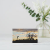 Sunrise Windmill Tree-lined Boerderij Silhouette Visitekaartje (Staand voorkant)