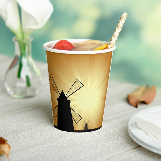 Sunrise Windmills Papieren Bekers