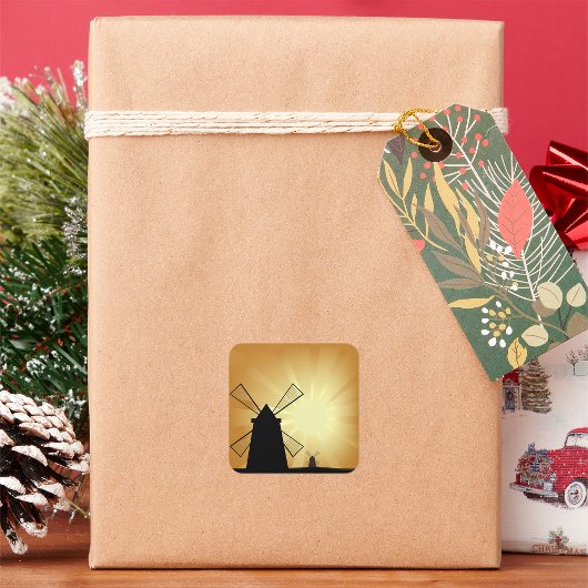 Sunrise Windmills Vierkante Sticker