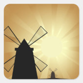Sunrise Windmills Vierkante Sticker (Voorkant)