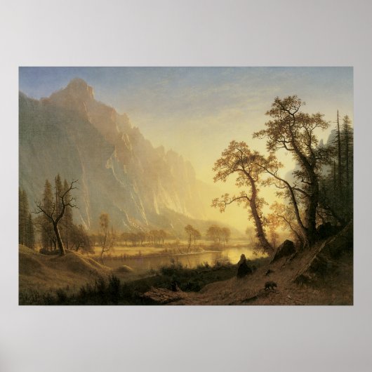 Sunrise, Yosemite Valley door Albert Bierstadt Poster (Voorkant)