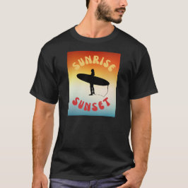 Sunrise zonsondergang surfer meisje t-shirt