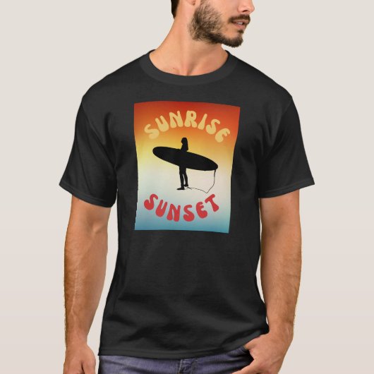Sunrise zonsondergang surfer meisje t-shirt (Voorkant)