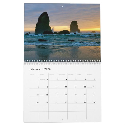 Sunrises and Sunsets 2026 Calendar Kalender (Feb 2026)