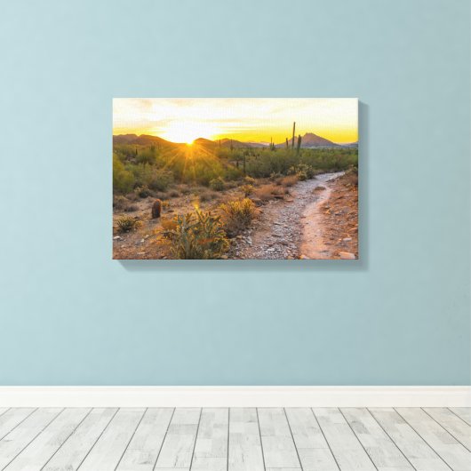 Sunrize Over Arizona Trail Canvas Afdruk (Insitu (Houten vloer))