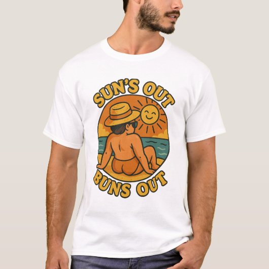 Suns Out Buns Out Funny Summer Beach Shirt (Voorkant)