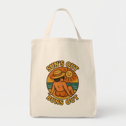 Suns Out Buns Out Funny Summer Beach Tote Bag (Voorkant)