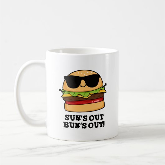Sun's Out Bun's Out Funny Summer Burger Pun Koffiemok (Links)