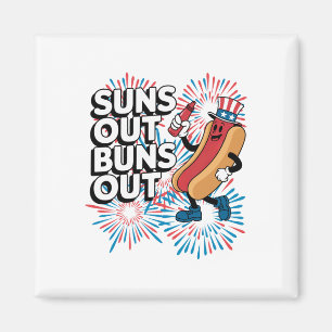 Suns Out Buns Out Grappig 4 juli Hot Dog Patrio Magneet
