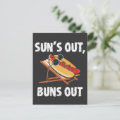 Suns Out Buns Out Grappige Hot Dog Food Lover Gift Briefkaart (Staand voorkant)