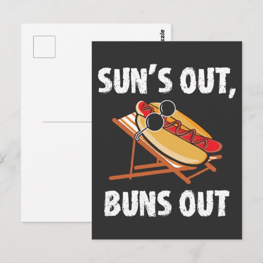 Suns Out Buns Out Grappige Hot Dog Food Lover Gift Briefkaart (Voorkant / Achterkant)