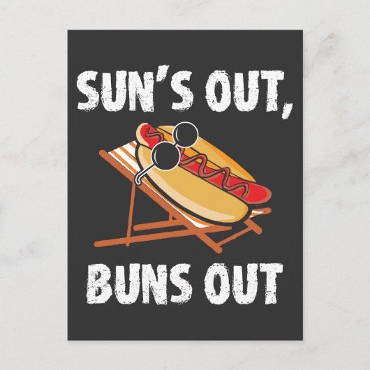 Suns Out Buns Out Grappige Hot Dog Food Lover Gift Briefkaart (Voorkant)