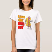 Suns Out Buns Out Grappige hotdog T-shirt (Voorkant)