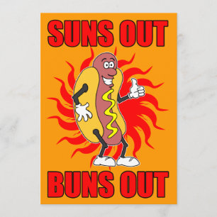 Suns Out Buns Out Hot Dog Invite Kaart