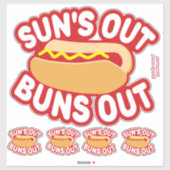 Sun's Out Buns Out Hotdog Sticker (Vel)