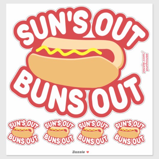 Sun's Out Buns Out Hotdog Sticker (Vel)
