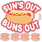 Sun's Out Buns Out Hotdog Sticker (Voorkant)