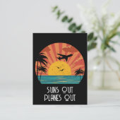 Suns Out Planes Out, Retro  Sunset, op maat Briefkaart (Staand voorkant)