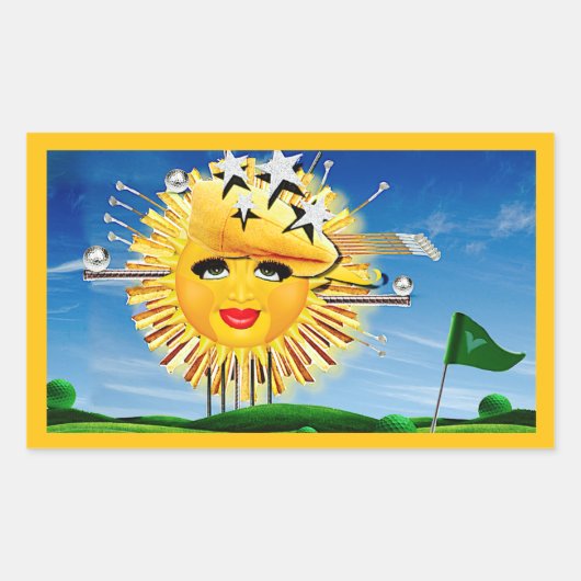 SUNS! SUNSHINE! SUNNY DAY OF GOLF! RECHTHOEKIGE STICKER (Voorkant)