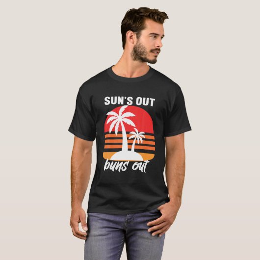 Sun's uit Buns, Palm Tree Summer T - shirts, Retro T-shirt (Voorkant volledig)