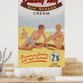 Sunscreen Advertisement  Beach Typografie Poster (Keuken)