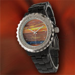 Sunset 1577 horloge<br><div class="desc">Schilderen "Sunset 1577" Collectie Deze Women's Rhinestone Watch schijnt helder met een emaille legering armband in zwart of wit, evenals een aanpasbaar gezicht, je zult genieten van een blik op je horloge voor de tijd. Personaliseer op de productpagina of klik op de knop "Aanpassen" voor meer ontwerpopties. Ontwerp gemaakt op...</div>